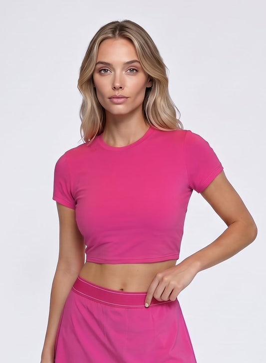Advantage Performance Crop Shirt Magenta